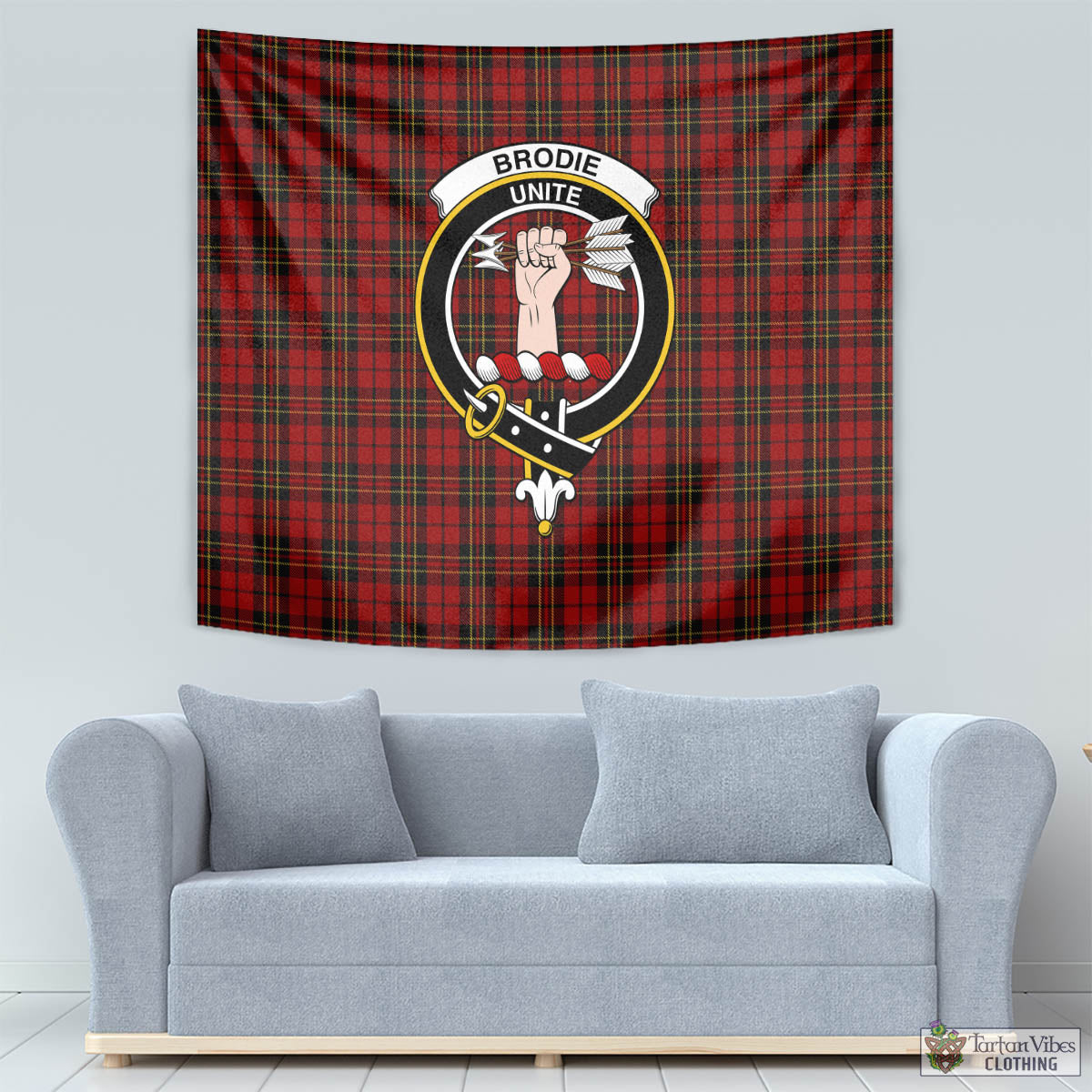 Brodie Tartan Tapestry Wall Hanging and Home Decor for Room with Family Crest - Tartan Vibes Clothing