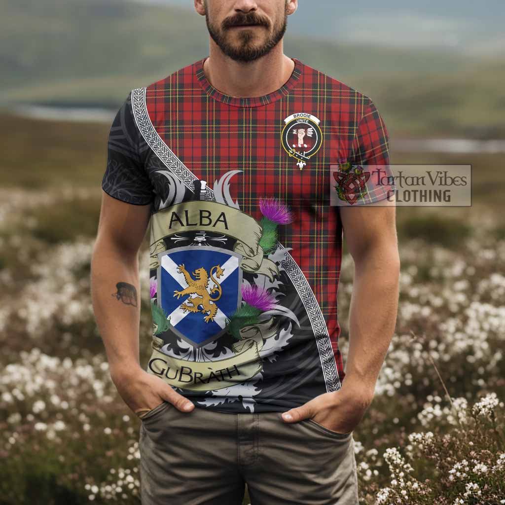 Brodie Tartan Family Crest T-Shirt Lion Rampant Royal Thistle Shield Celtic Inspired - Tartan Vibes Clothing