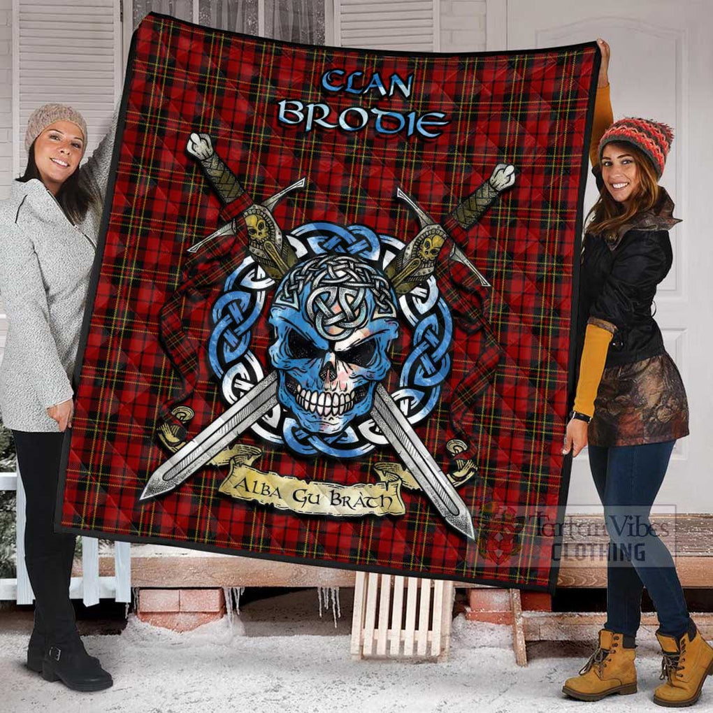 Brodie Tartan Quilt with Celtic Skull Alba Gu Brath Style - Tartan Vibes Clothing