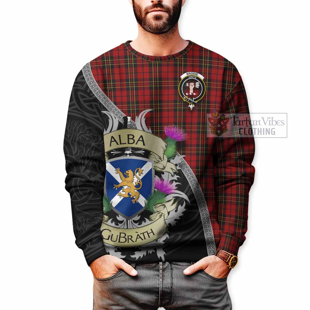 Brodie Tartan Family Crest Sweatshirt Lion Rampant Royal Thistle Shield Celtic Inspired - Tartan Vibes Clothing