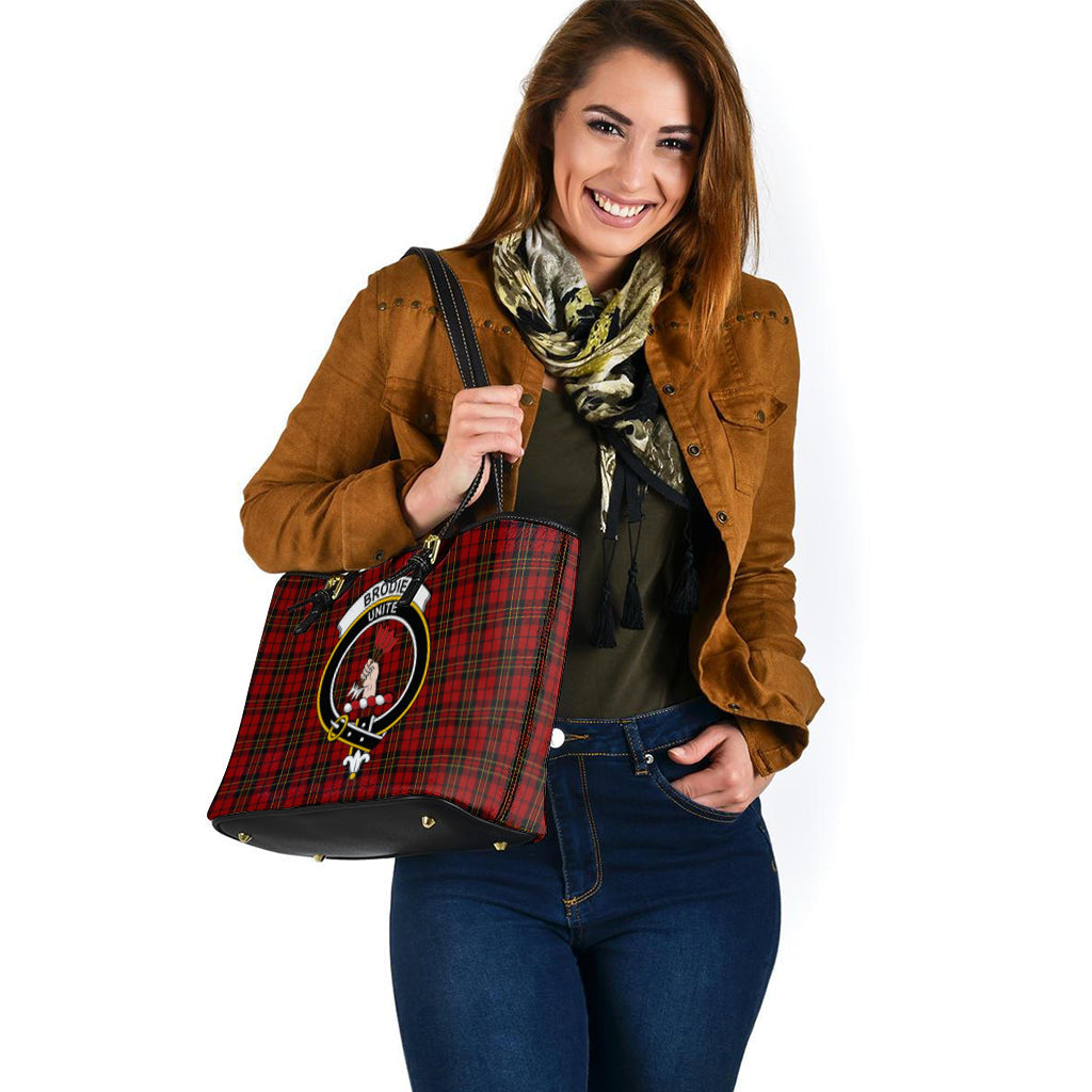 Brodie Tartan Leather Tote Bag with Family Crest - Tartan Vibes Clothing