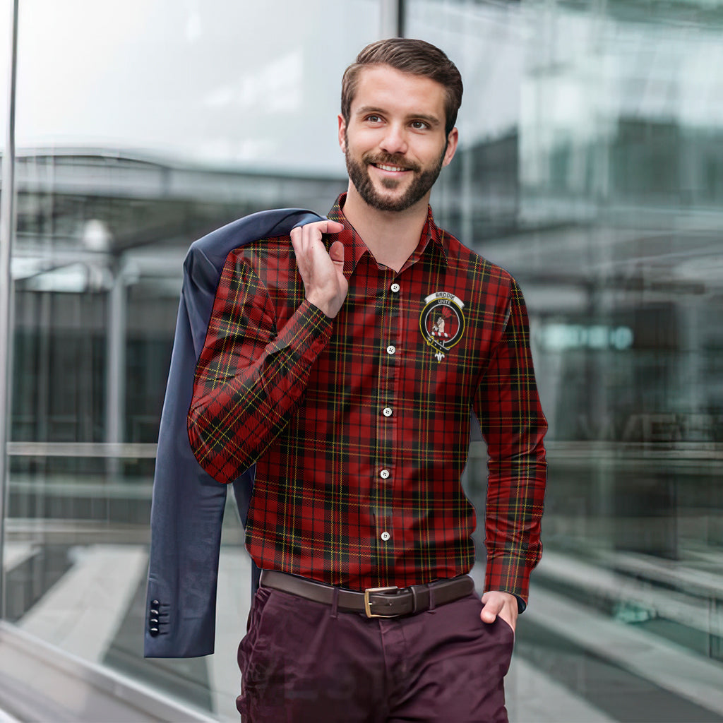 Brodie Tartan Long Sleeve Button Up Shirt with Family Crest - Tartanvibesclothing