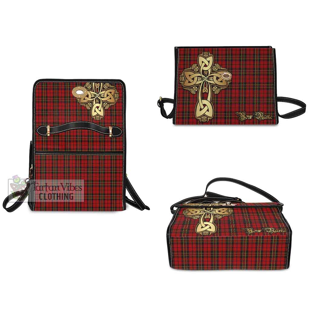 Tartan Vibes Clothing Brodie Tartan Waterproof Canvas Bag Golden Thistle Celtic Cross Style