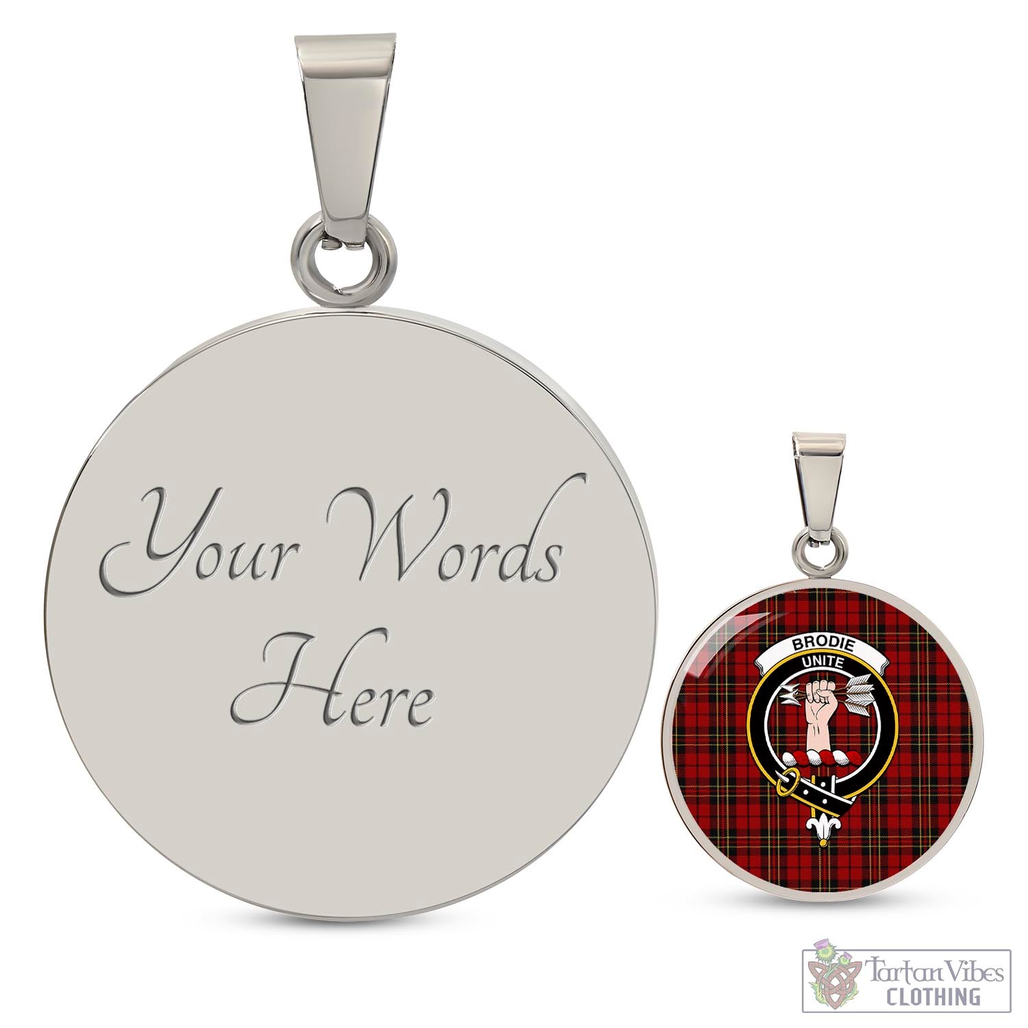 Brodie Tartan Circle Necklace with Family Crest Luxury Necklace (Silver) Yes - Tartan Vibes Clothing