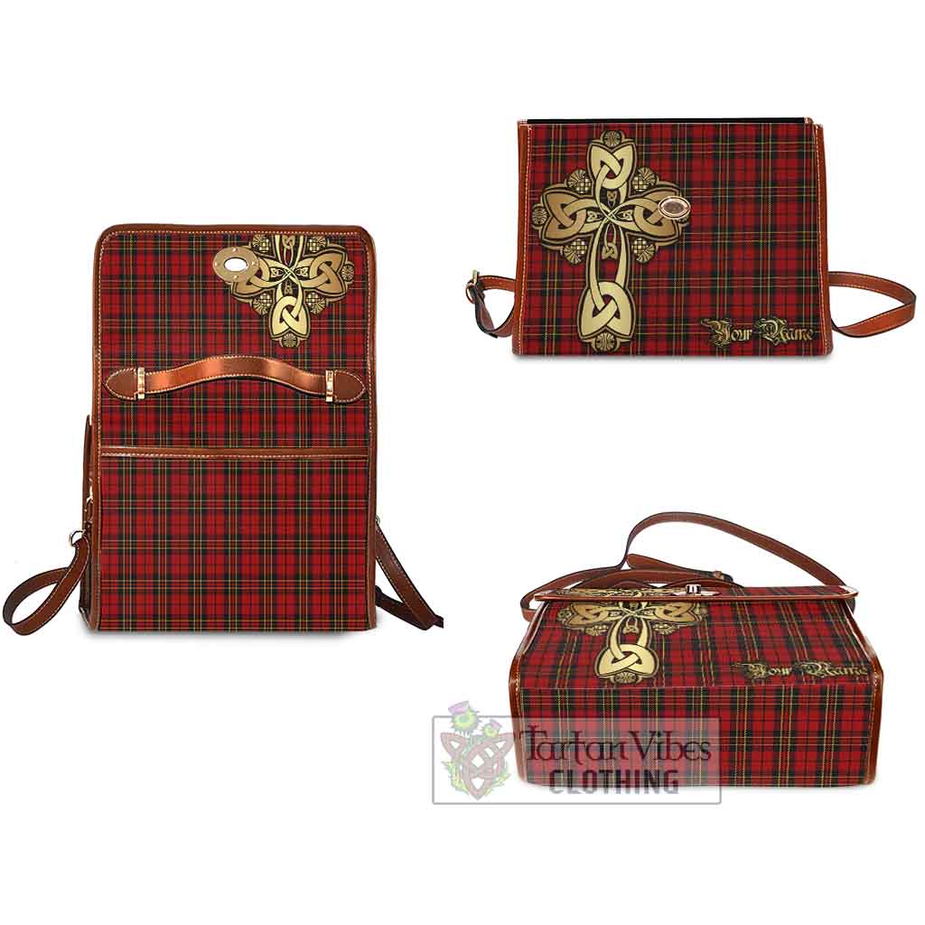 Tartan Vibes Clothing Brodie Tartan Waterproof Canvas Bag Golden Thistle Celtic Cross Style