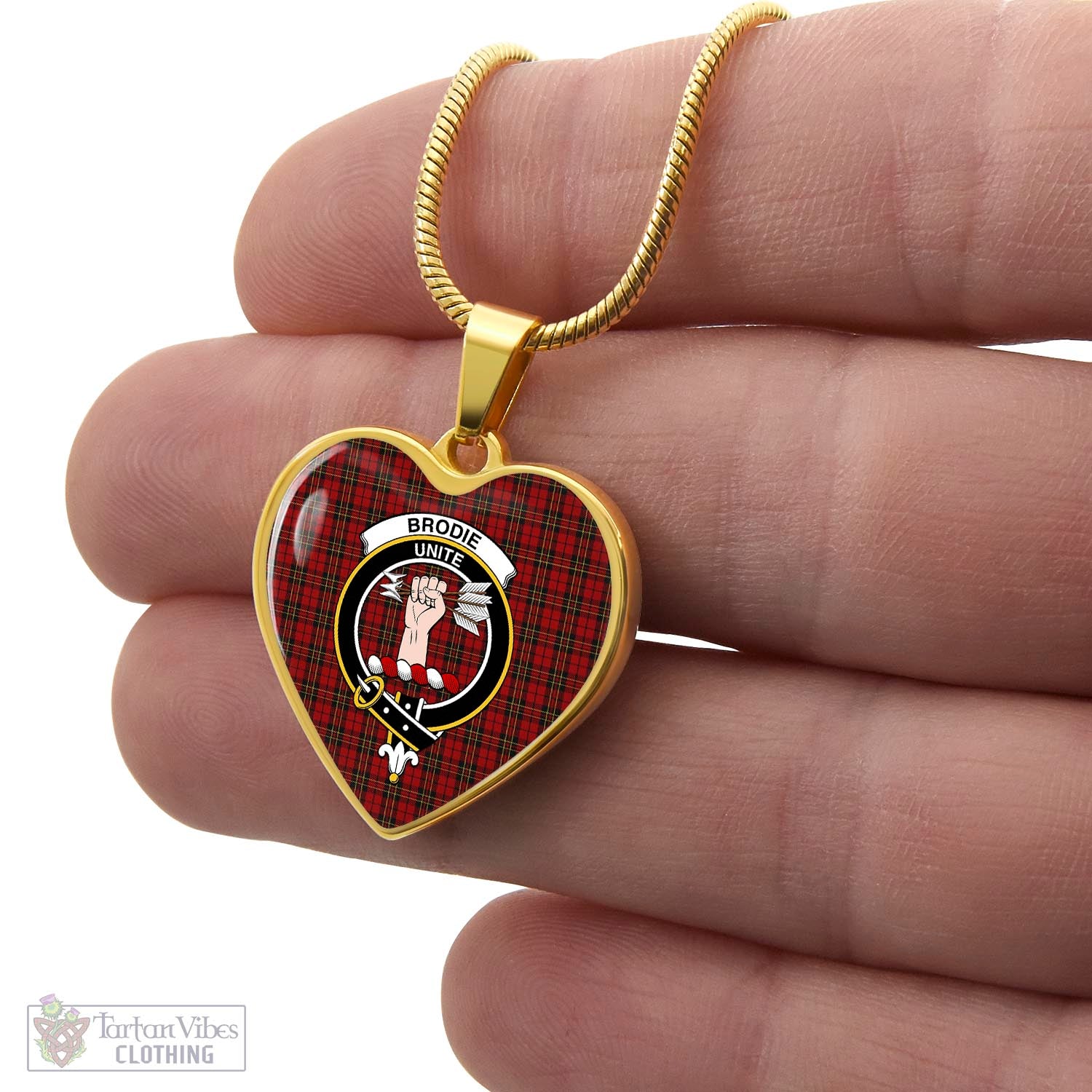 Brodie Tartan Heart Necklace with Family Crest - Tartan Vibes Clothing