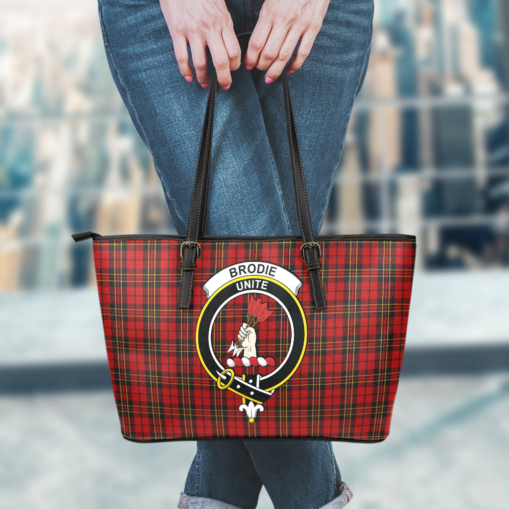 Brodie Tartan Leather Tote Bag with Family Crest - Tartan Vibes Clothing