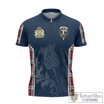 Brodie Dress Tartan Zipper Polo Shirt with Family Crest and Scottish Thistle Vibes Sport Style