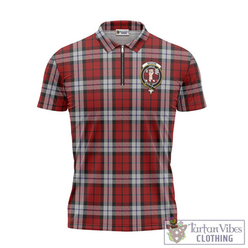 Brodie Dress Tartan Zipper Polo Shirt with Family Crest