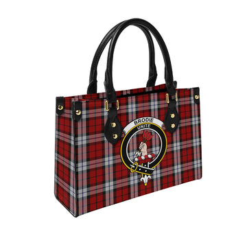 Brodie Dress Tartan Leather Bag with Family Crest