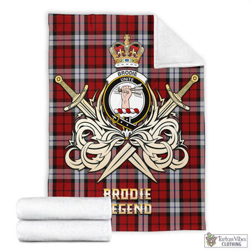 Brodie Dress Tartan Blanket with Clan Crest and the Golden Sword of Courageous Legacy