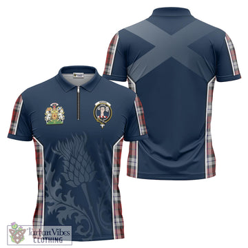 Brodie Dress Tartan Zipper Polo Shirt with Family Crest and Scottish Thistle Vibes Sport Style