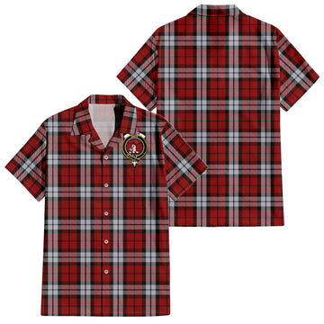 Brodie Dress Tartan Short Sleeve Button Down Shirt with Family Crest
