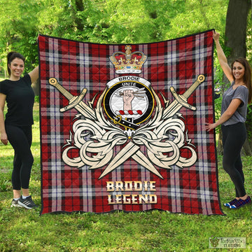 Brodie Dress Tartan Quilt with Clan Crest and the Golden Sword of Courageous Legacy