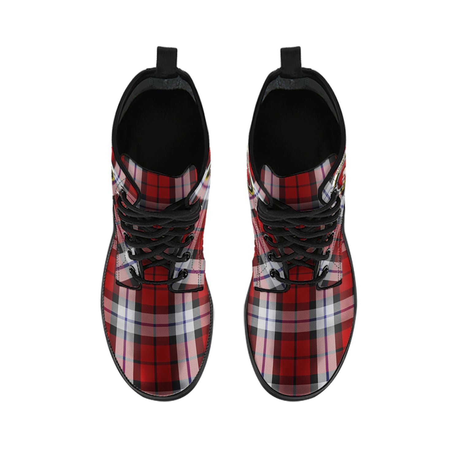 Brodie Dress Tartan Leather Boots with Family Crest - Tartanvibesclothing