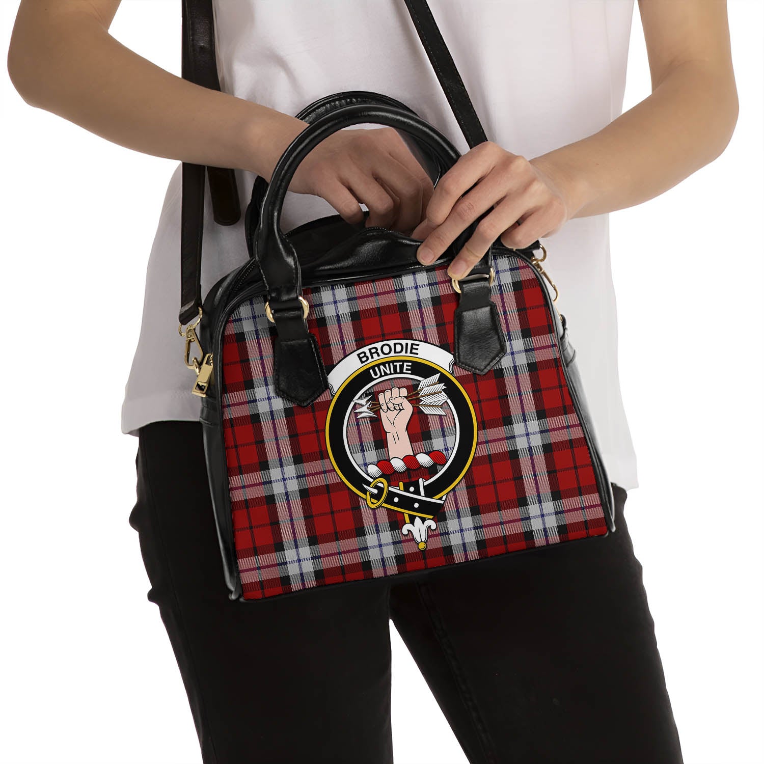Brodie Dress Tartan Shoulder Handbags with Family Crest - Tartanvibesclothing