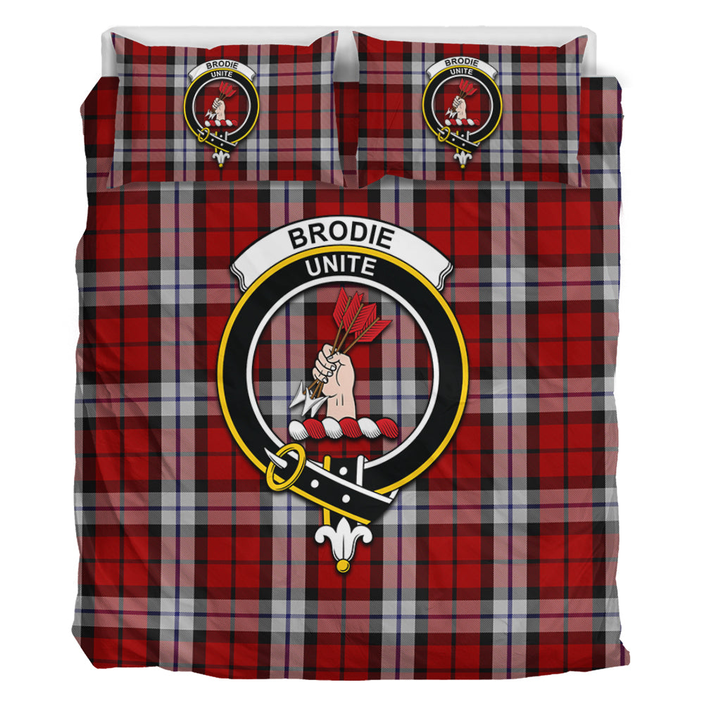 Brodie Dress Tartan Bedding Set with Family Crest - Tartanvibesclothing