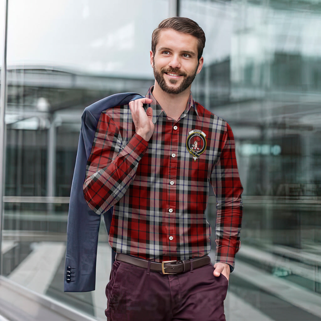 Brodie Dress Tartan Long Sleeve Button Up Shirt with Family Crest - Tartanvibesclothing