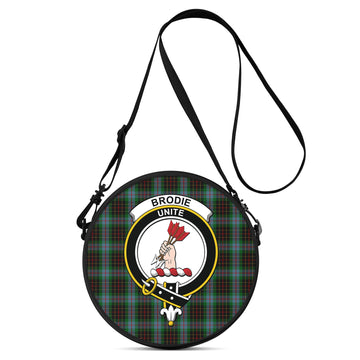 Brodie Hunting Tartan Round Satchel Bags with Family Crest