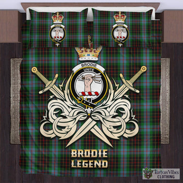 Brodie Hunting Tartan Bedding Set with Clan Crest and the Golden Sword of Courageous Legacy