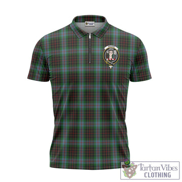 Brodie Hunting Tartan Zipper Polo Shirt with Family Crest