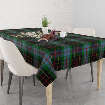 Brodie Hunting Tartan Tablecloth with Clan Crest and the Golden Sword of Courageous Legacy