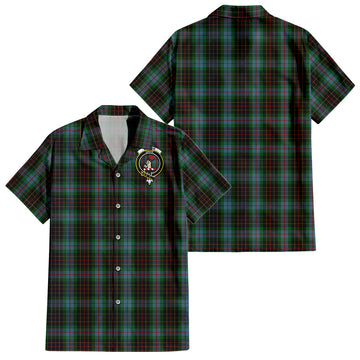 Brodie Hunting Tartan Short Sleeve Button Down Shirt with Family Crest