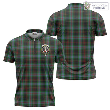 Brodie Hunting Tartan Zipper Polo Shirt with Family Crest