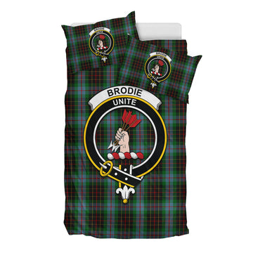 Brodie Hunting Tartan Bedding Set with Family Crest