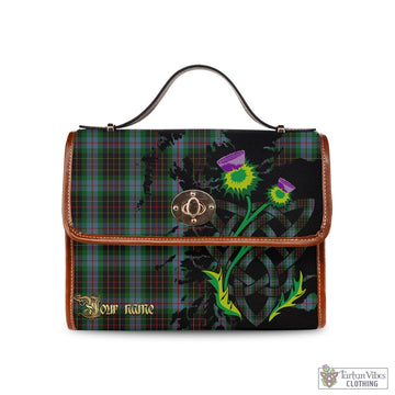 Brodie Hunting Tartan Waterproof Canvas Bag with Scotland Map and Thistle Celtic Accents