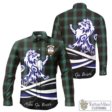 Brodie Hunting Tartan Long Sleeve Button Up Shirt with Alba Gu Brath Regal Lion Emblem