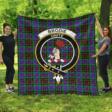 Brodie Hunting Modern Tartan Quilt with Family Crest