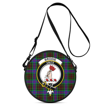 Brodie Hunting Modern Tartan Round Satchel Bags with Family Crest