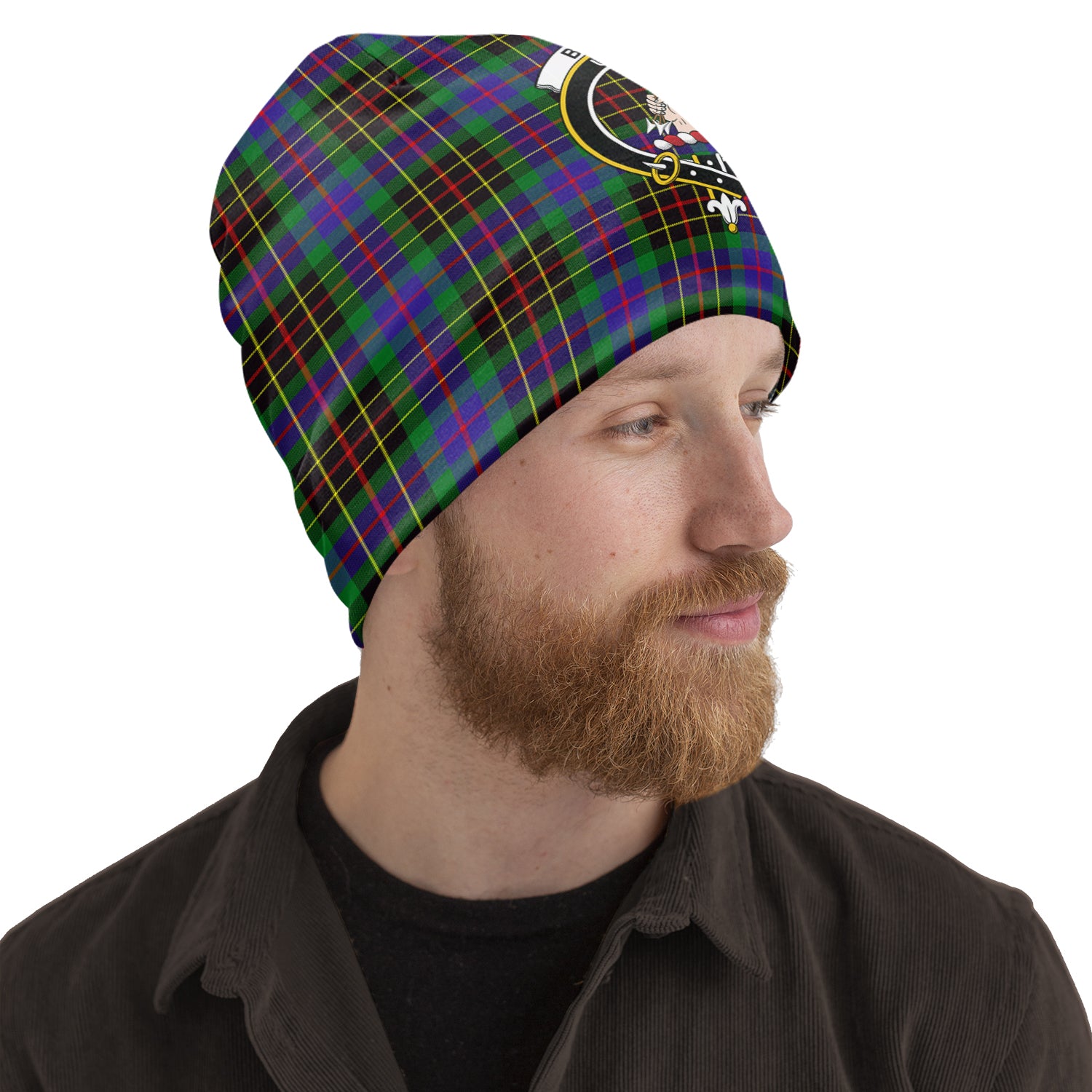 Brodie Hunting Modern Tartan Beanies Hat with Family Crest One Size 22 inches 15.5 inches - Tartanvibesclothing