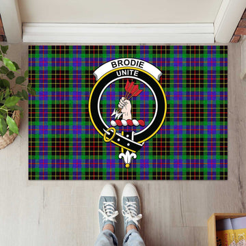 Brodie Hunting Modern Tartan Door Mat with Family Crest