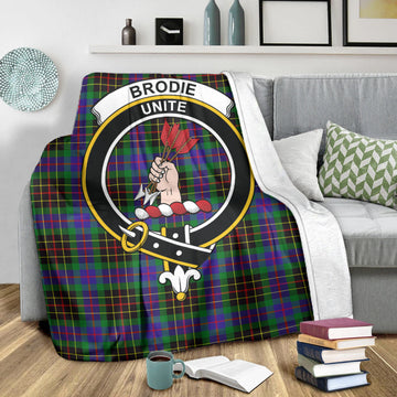 Brodie Hunting Modern Tartan Blanket with Family Crest