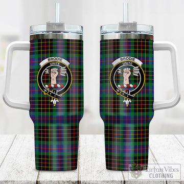 Brodie Hunting Modern Tartan and Family Crest Tumbler with Handle