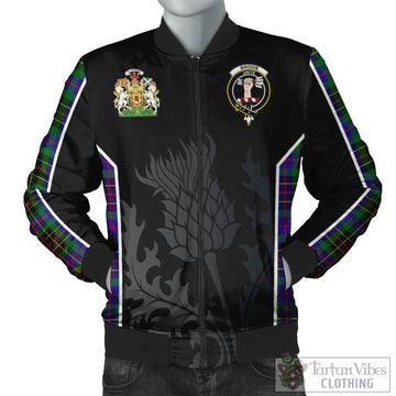 Brodie Hunting Modern Tartan Bomber Jacket with Family Crest and Scottish Thistle Vibes Sport Style