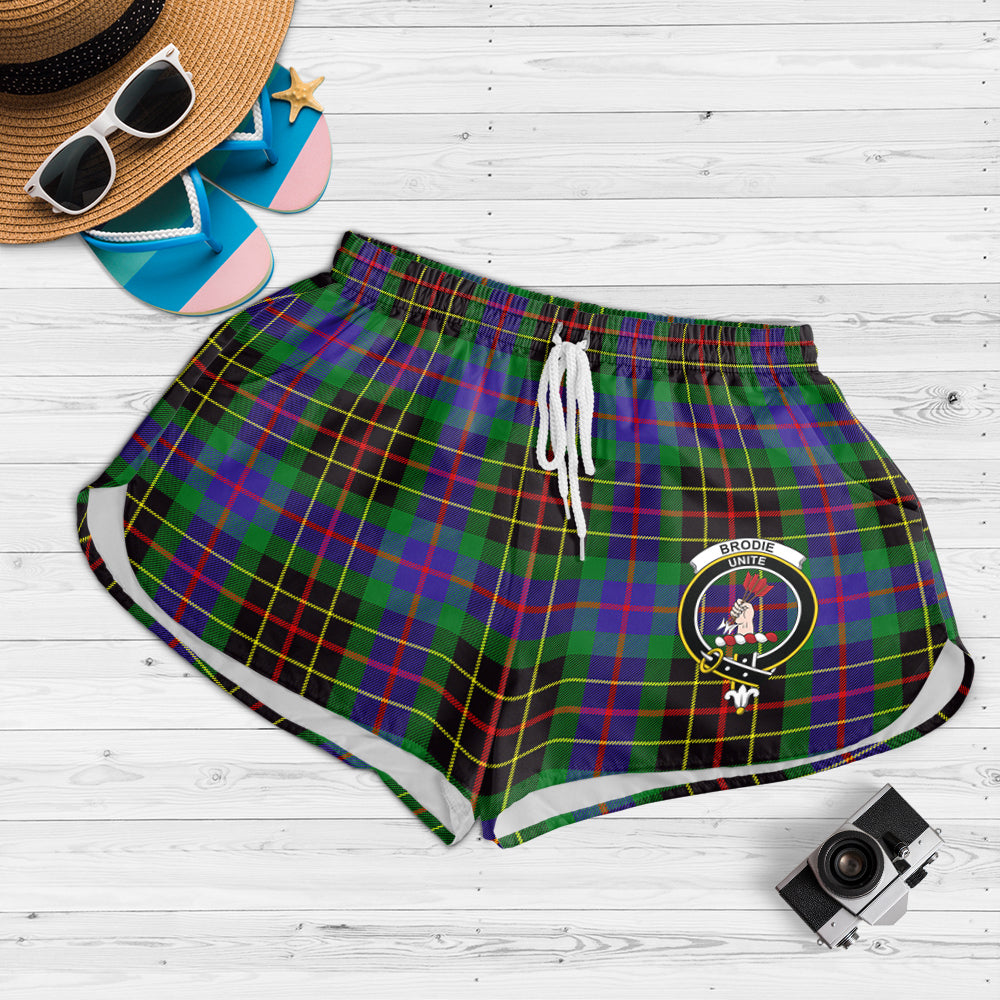 Brodie Hunting Modern Tartan Womens Shorts with Family Crest - Tartanvibesclothing