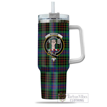 Brodie Hunting Modern Tartan and Family Crest Tumbler with Handle