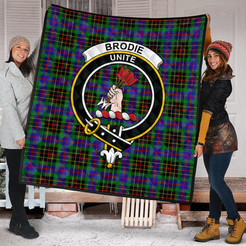 Brodie Hunting Modern Tartan Quilt with Family Crest