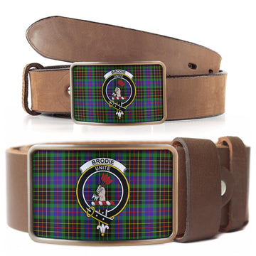 Brodie Hunting Modern Tartan Belt Buckles with Family Crest