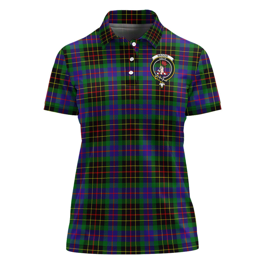 Brodie Hunting Modern Tartan Polo Shirt with Family Crest For Women - Tartanvibesclothing