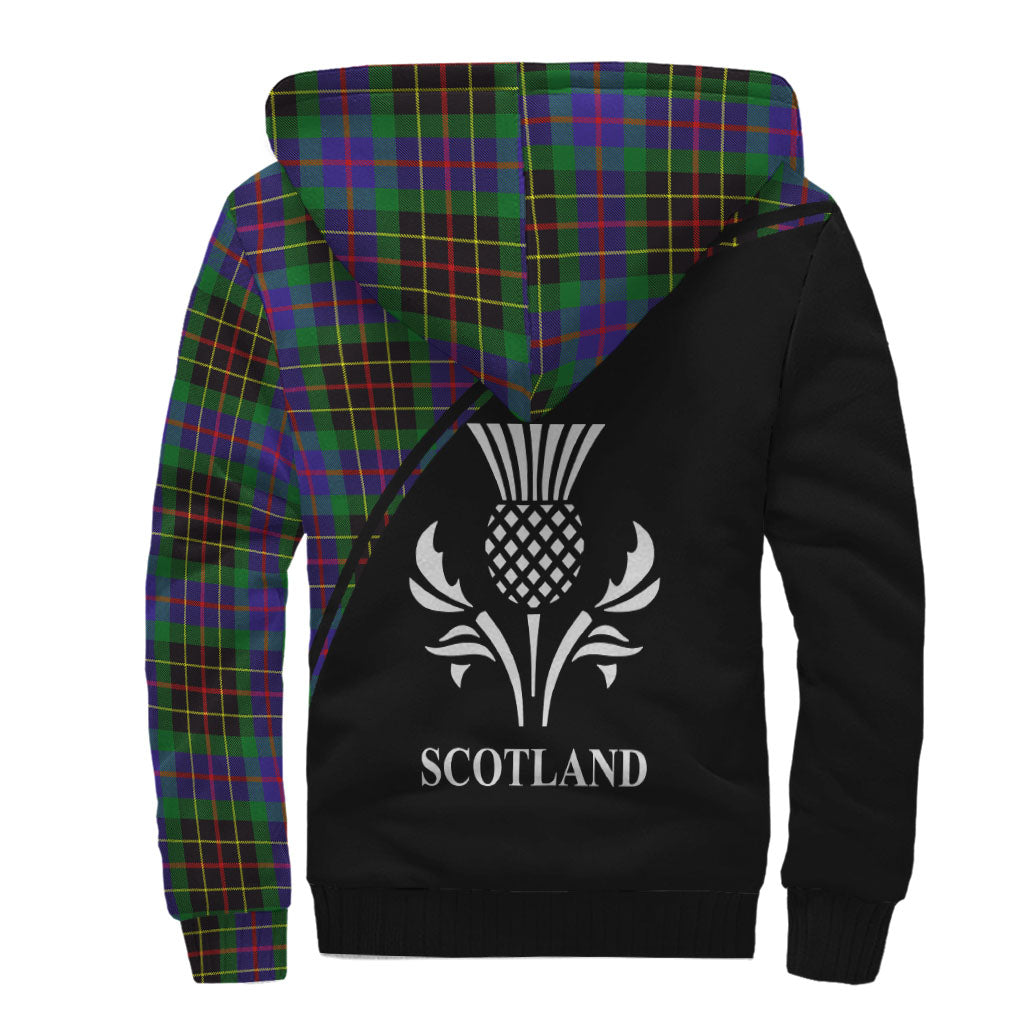 Brodie Hunting Modern Tartan Sherpa Hoodie with Family Crest Curve Style - Tartanvibesclothing