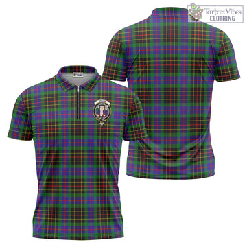 Brodie Hunting Modern Tartan Zipper Polo Shirt with Family Crest