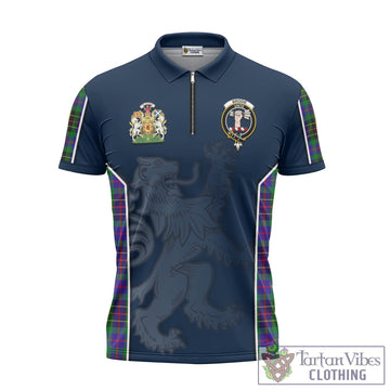 Brodie Hunting Modern Tartan Zipper Polo Shirt with Family Crest and Lion Rampant Vibes Sport Style