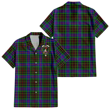 Brodie Hunting Modern Tartan Short Sleeve Button Down Shirt with Family Crest