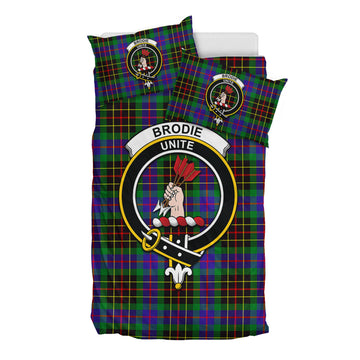 Brodie Hunting Modern Tartan Bedding Set with Family Crest
