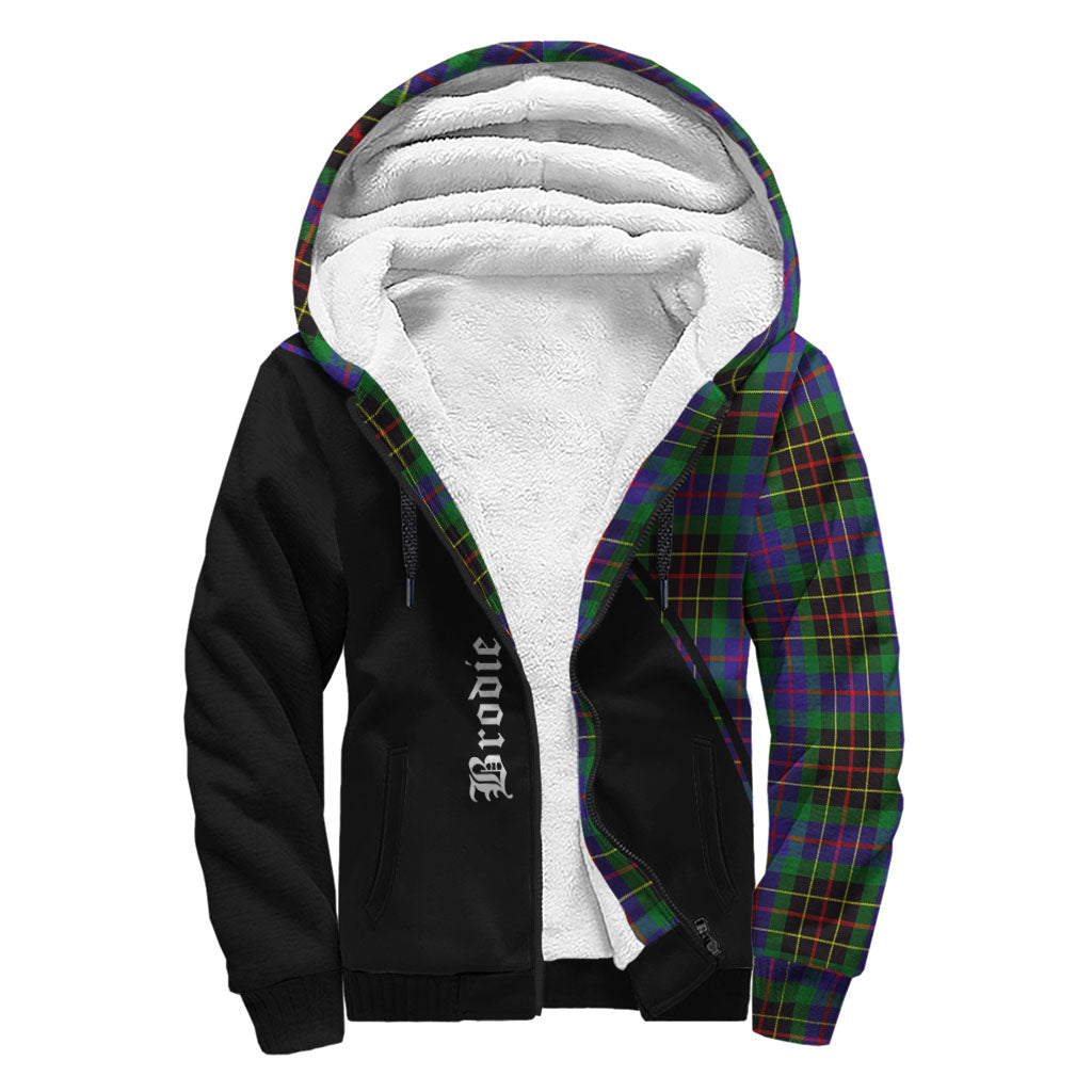 Brodie Hunting Modern Tartan Sherpa Hoodie with Family Crest Curve Style - Tartanvibesclothing