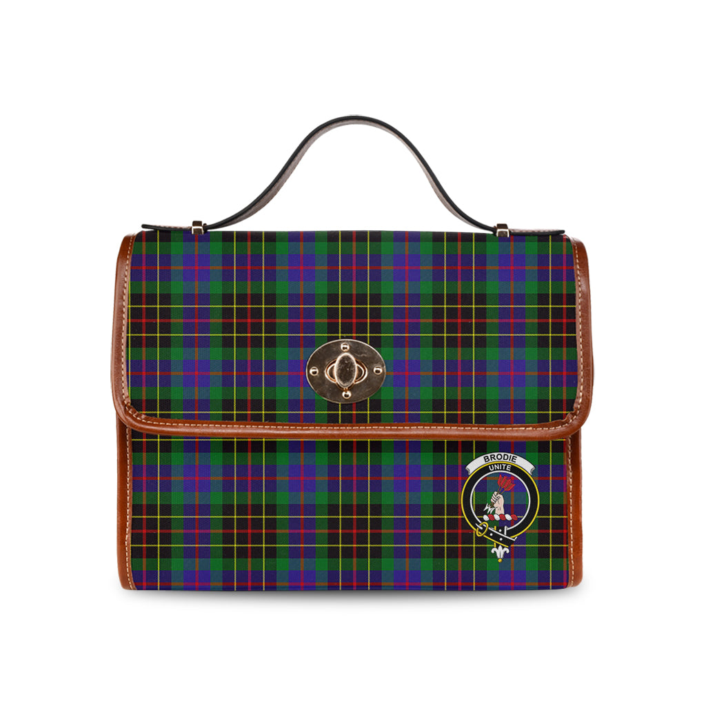 Brodie Hunting Modern Tartan Leather Strap Waterproof Canvas Bag with Family Crest - Tartanvibesclothing